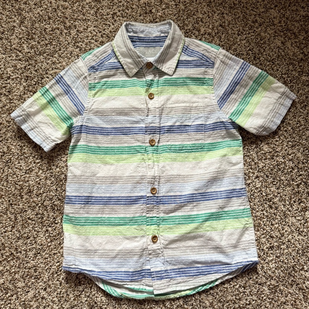 Kids Striped Shirt - Blue and Green size small